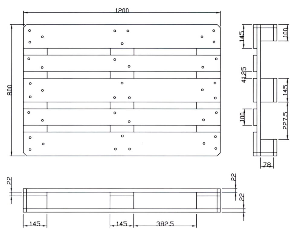 Чертеж паллета 1200х800